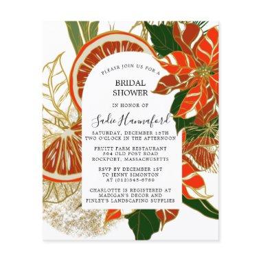 Budget Poinsettia Citrus Bridal Shower Invitations