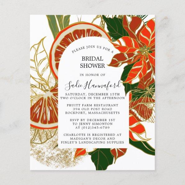 Budget Poinsettia Citrus Bridal Shower Invitations
