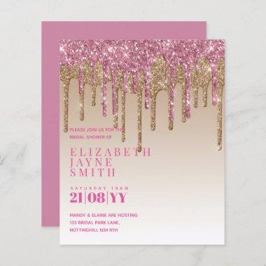 BUDGET Pretty Girly Bridal Shower Invites Glitter