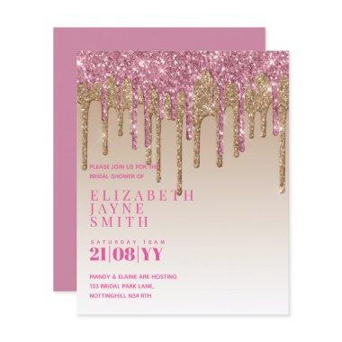 BUDGET Pretty Girly Bridal Shower Invites Glitter