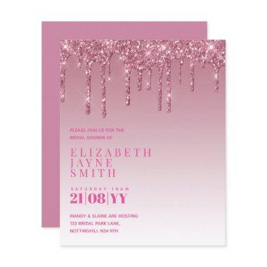 BUDGET Pretty Girly Bridal Shower Invites Glitter