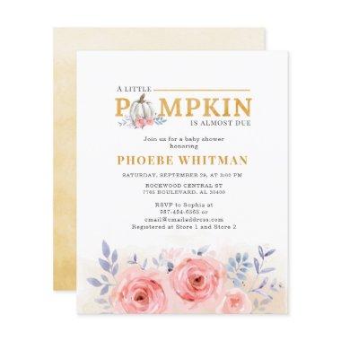 Budget Pumpkin Baby Shower Watercolor Pink Roses