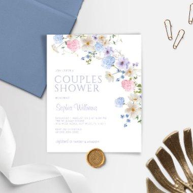 Budget Purple & Blue Couples Shower Invitations