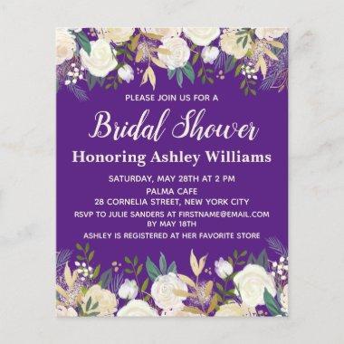 Budget Purple Elegant Bridal Shower Invitations