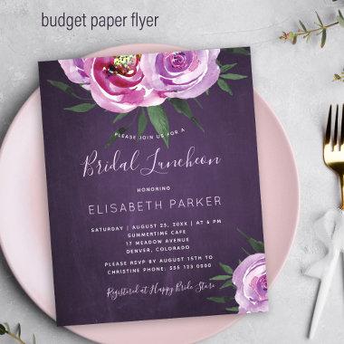 Budget purple floral bridal shower Invitations flyer