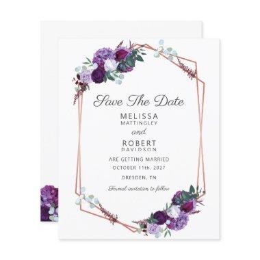 Budget Purple Floral Geometric Save the Date