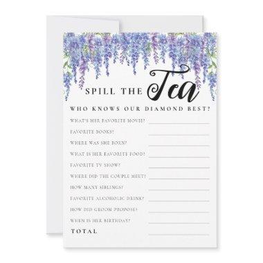 Budget Purple Floral Spill Tea Bridal Shower Game Invitations