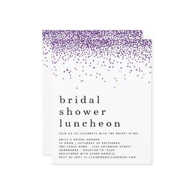 Budget Purple Glitter  Lunch Invite