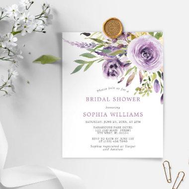Budget Purple Rose Floral Bridal Shower Invitations