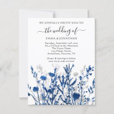 Budget QR CODE Floral Meadow Blue Navy Gray White