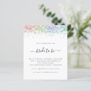 Budget Rainbow Glitter Bridal Shower Invitations