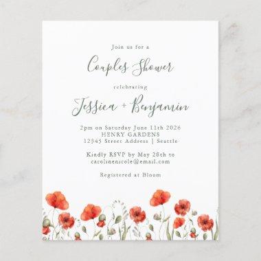 Budget Red Poppy Garden Floral Couples Shower