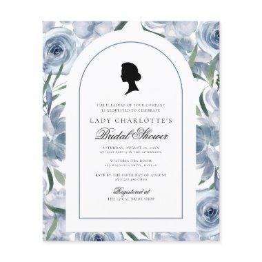 Budget Regency Dusty Blue Bridal Shower Invitations