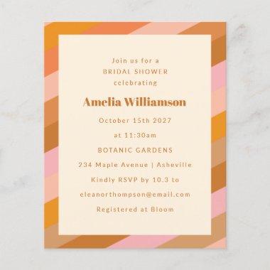 Budget Retro Pink Orange Bridal Shower Invitations