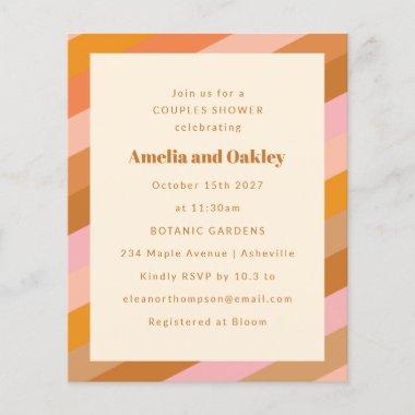 Budget Retro Pink Orange Couples Shower Invitations