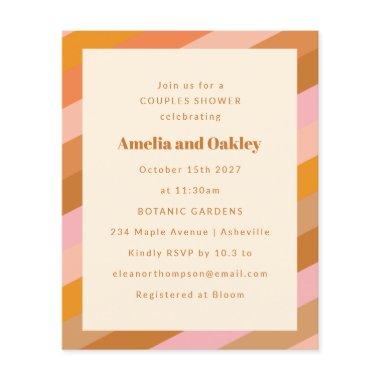 Budget Retro Pink Orange Couples Shower Invitations