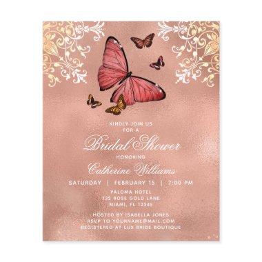 Budget Rose Gold Butterfly Floral  Flyer