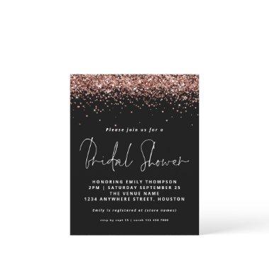 Budget Rose Gold Glitter Bridal Shower Black