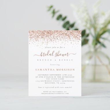 Budget Rose Gold Glitter Bridal Shower Invitations