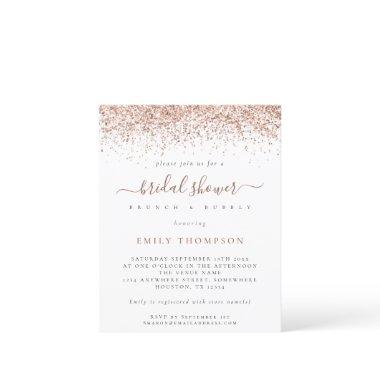 Budget Rose Gold Glitter Bridal Shower Invitations