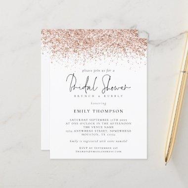 Budget Rose Gold Glitter Bridal Shower Invitations