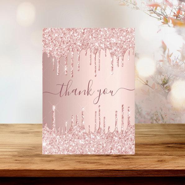 BUDGET rose gold glitter drips pink thank you