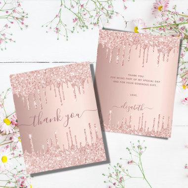BUDGET rose gold glitter drips pink thank you