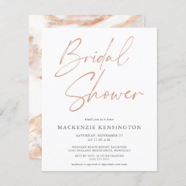 BUDGET Rose Gold Marble Bridal Shower Invitations