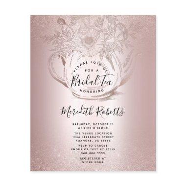 Budget Rose Gold Teapot Bridal Tea Invitations