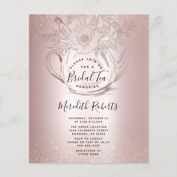 Budget Rose Gold Teapot Bridal Tea Invitations