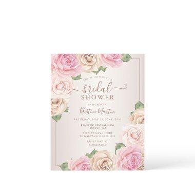 Budget Rose Watercolor Floral  Invite