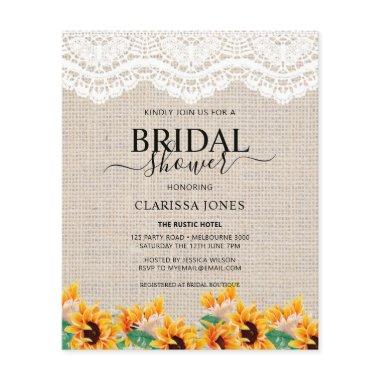 BUDGET Rustic Burlap Lace Bridal Shower Invitations