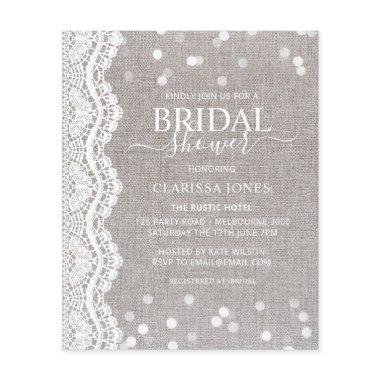 BUDGET Rustic Burlap Lace Bridal Shower Invitations