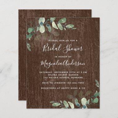 BUDGET Rustic Eucalyptus Bridal Shower Invitations