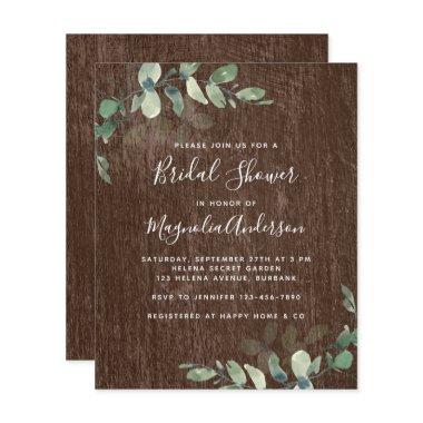 BUDGET Rustic Eucalyptus Bridal Shower Invitations