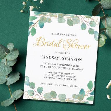 Budget Rustic Eucalyptus Bridal Shower Invitations