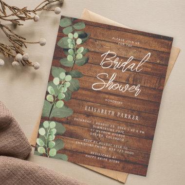 Budget rustic eucalyptus bridal shower Invitations
