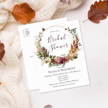 Budget Rustic Fall Floral & Greenery Bridal Shower Invitation PostInvitations