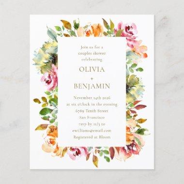 Budget Rustic Floral Couples Shower Invitations