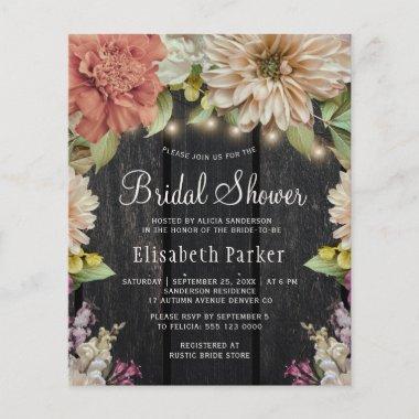 Budget rustic floral wood bridal shower Invitations
