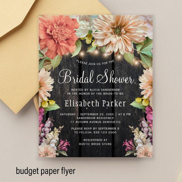 Budget rustic floral wood bridal shower Invitations flyer