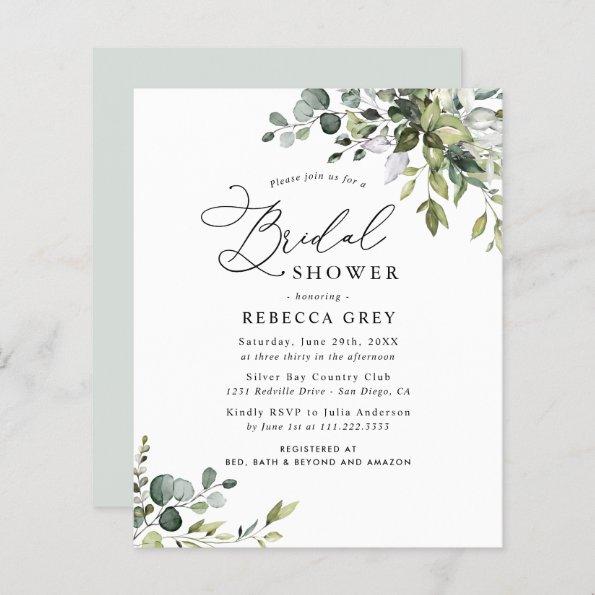 Budget Rustic Greenery Bridal Shower Invitations