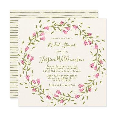 Budget Rustic Pink Garden Flowers Bridal Shower  Invitations