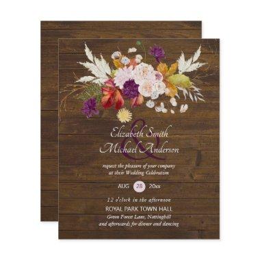 Budget Rustic Plum Blooms Ginger Wedding Invites