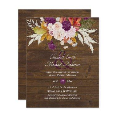 Budget Rustic Plum Blooms Ginger Wedding Invites