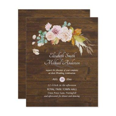 Budget Rustic Plum Blooms Ginger Wedding Invites