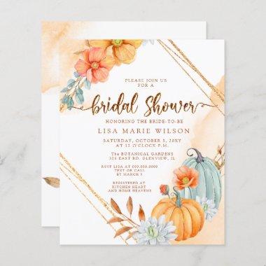Budget Rustic Pumpkins Bridal Shower Invitations
