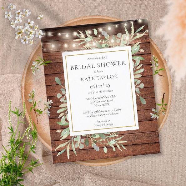 Budget Rustic String Lights Bridal Shower Invite