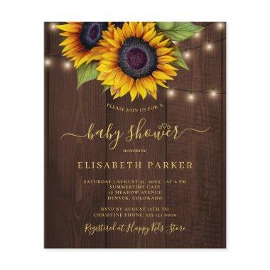 Budget rustic sunflower baby shower Invitations