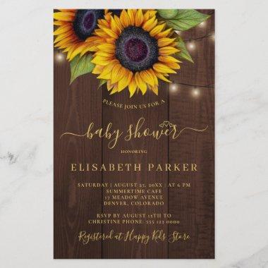 Budget rustic sunflower baby shower Invitations flyer